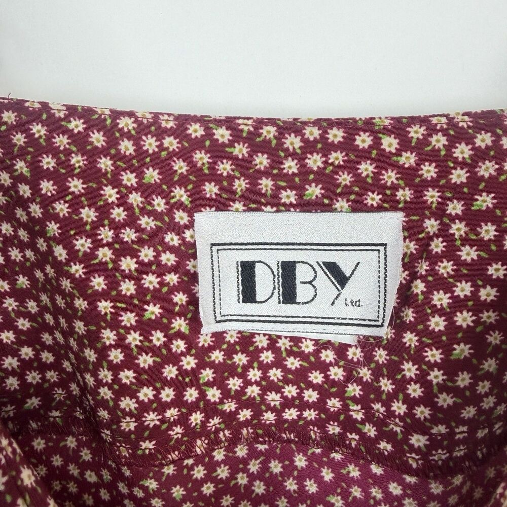 DBY Ltd Sundress M Red Floral Sweetheart Neck Ruffled Cottagecore Slip Dress - Picture 3 of 11